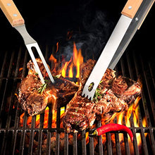 Carica l&#39;immagine nel visualizzatore di Gallery, EKKONG 4 Pezzi Set Utensili Barbecue, Accessori Barbecue in Acciaio 4pcs
