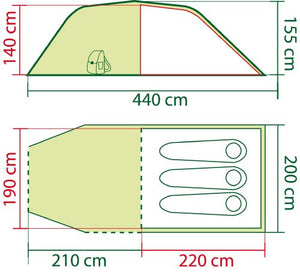 COLEMAN Coastline 3 Plus, Posti, Tunnel da 3 Persone, Campeggio, Tenda da...