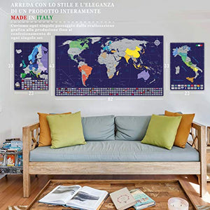 Cartlab poster mappa del mondo + Italia da grattare con bandiere - le...