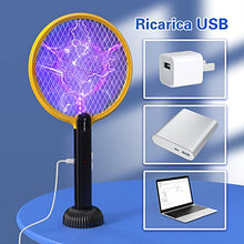 Carica l'immagine nel visualizzatore di Gallery, TMACTIME Racchetta Zanzare Elettrica 2-in-1, 1500 mAh 4000V Racchetta Antizanzare, USB Lampada UV con Base, Protezione Maglia a 3 Strati, Adatto per Casa, Giardino, Interni ed Esterni