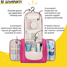 Carica l&#39;immagine nel visualizzatore di Gallery, Beauty Case da Viaggio Uomo Donna 16 Scomparti Borsa Da Toilette Grande Rosa