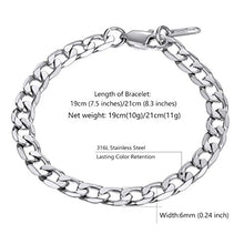 Carica l&#39;immagine nel visualizzatore di Gallery, PROSTEEL Bracciale Uomo a Catena Cubana Semplice, Braccialetto 6 Mm - Argento - Ilgrandebazar