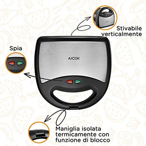 Tostiera, AICOK 800W 3 in1 Waffles Piastra in Acciaio 240*230*95mm - Ilgrandebazar