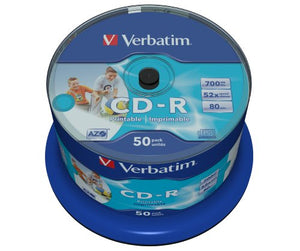 Verbatim CD-R 80MIN Datalife PLUS Printable - Confezione da 50