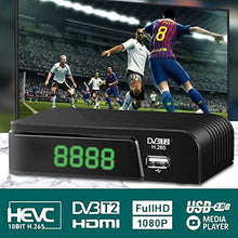 Carica l'immagine nel visualizzatore di Gallery, Decoder DVB-T2 Digitale Terrestre 2023 Full HD 1080P Dolby Audio H.265 HEVC Main 10 Bit Riceve Tutti I Canali Gratuiti, Mini Scart Supporta Sistema Nuovo[Includere 2in1 telecomando universale]