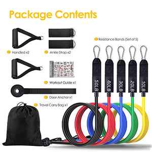 EgoIggo Set di Fasce Resistenza, 5 Bande Resistenza Fino a 150 lbs,...