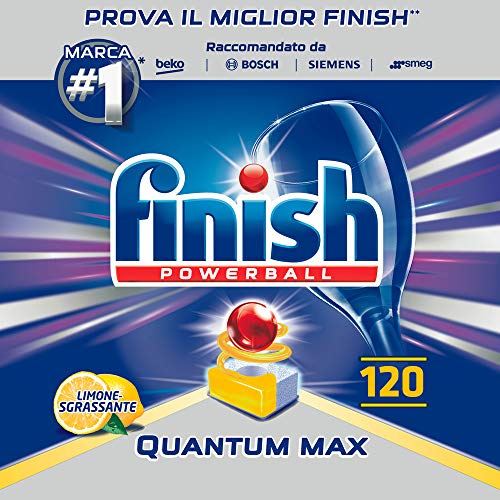 Finish Pastiglie Lavastoviglie Quantum Max, Limone, 120 Tabs - Ilgrandebazar