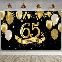 Carica l&#39;immagine nel visualizzatore di Gallery, 65esimo Compleanno Decorazione in Oro Nero, Grande Tessuto Fondale Nero...