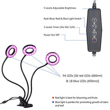 Carica l&#39;immagine nel visualizzatore di Gallery, Lampada per Piante,Tomshine 3 Testa Luci Crescita Grow 27W 54LED...