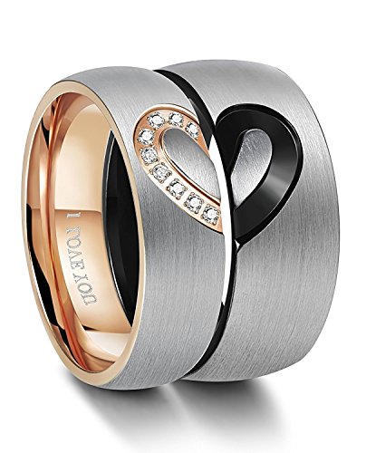 BESTEEL Anello in Acciaio Inossidabile per Uomo Donna Amore Cuore Anelli - Ilgrandebazar