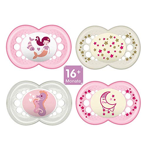 MAM ciuccio Silicone Day & Night 16 mesi +, 4 pezzi, include 2 contenitori... - Ilgrandebazar