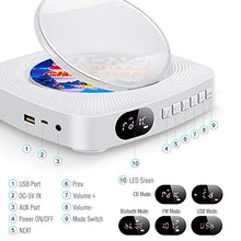 Carica l&#39;immagine nel visualizzatore di Gallery, Lettore CD portatile con altoparlanti HiFi Bluetooth integrati, Boombox white