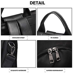 Miss Lulu Zaino per donna casual Borse da scuola in nylon Nero