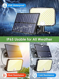 One Fire Faretti Solari a LED da Esterno,190LED 3 Modalità Luce Solare LED Esterno con Sensore di Movimento, IP65 Faretto LED da Esterno Solare, Telecomando Lampada Solare da Esterno Garage Giardino