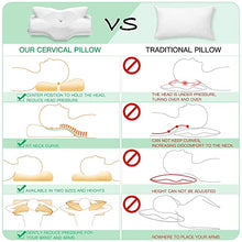 Carica l&#39;immagine nel visualizzatore di Gallery, Elviros Cuscino in Memory Foam Ortopedico Cervicale per Dolore al Collo Cuscino Ergonomico per Dolore alla Spalla Cuscino di Sostegno del Collo, Bianco, 64 x 12,5/10,5 x 38 cm