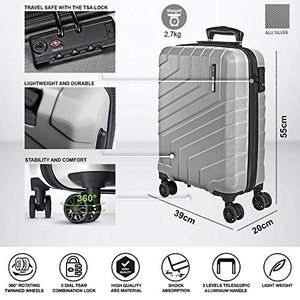 Valigia Trolley da Viaggio Rigida - Idonea Ryanair e Easyjet S, Argento