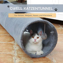 Carica l'immagine nel visualizzatore di Gallery, GWELL, tunnel per gatti, in pelle scamosciata, pieghevole, Grigio camoscio.