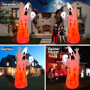 Danxilu Fantasma Gonfiabile di Halloween da 8 Piedi con Lampada a Fiamma Decorazioni Spettrali all'aperto di Halloween, Fantasma Inquietante Esploso Illuminato per Portico del Prato del Giardino