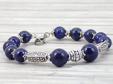 Carica l&#39;immagine nel visualizzatore di Gallery, Bracciale da donna Thurcolas in argento placcato Lapis Lazuli della gamma... - Ilgrandebazar