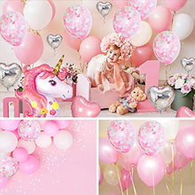 Carica l'immagine nel visualizzatore di Gallery, AYUQI Unicorno Palloncini Compleanno Decorazioni, Set di Coriandoli Rosa
