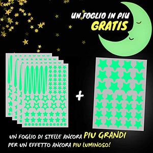 Stelle Adesive Fluorescenti e Grande Luna | Nuovo Set di 328 Pezzi Stickers...