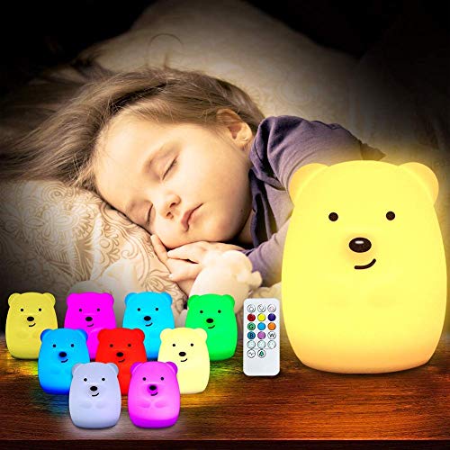 Luce Notturna Bambini in Silicone Morbido Safe Lampada da Comodino 9 Colori... - Ilgrandebazar