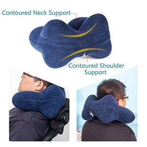 LUZWAY Cuscino da Viaggio Gonfiabile a 4 4 Supporti[blu]