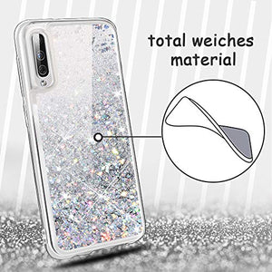 wlooo Cover per Samsung Galaxy A50, Glitter Argento