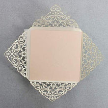Carica l&#39;immagine nel visualizzatore di Gallery, Carta pesca brillante con busta partecipazioni matrimonio taglio laser fai... - Ilgrandebazar