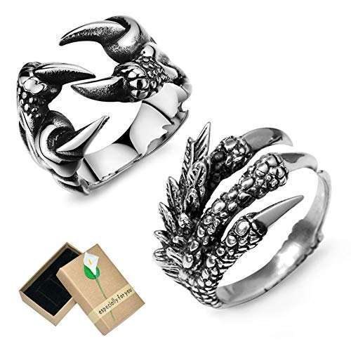 EQLEF Anello del Drago Artiglio in Acciaio Inox Selvaggio Alondra C - Ilgrandebazar