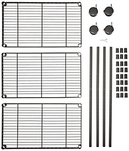 AmazonBasics - Scaffalatura a 3 ripiani, su rotelle, Nero - Ilgrandebazar