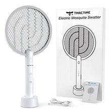Carica l'immagine nel visualizzatore di Gallery, TMACTIME Racchetta Zanzare Elettrica, 4000V 2-in-1 Racchetta Antizanzare, USB Base di Ricaricabile, e Lampada UV, Protezione Maglia a 3 Strati, Adatto per Casa, Giardino, Interni ed Esterni