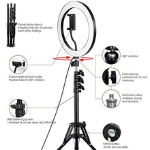 Carica l&#39;immagine nel visualizzatore di Gallery, Queta LED luce ad anello con treppiede, 10 pollici dimmerabile, 3 modalità...