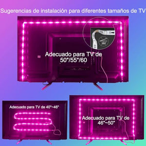 Striscia di luci LED per TV, kit di retroilluminazione TV USB con telecomando, controllo APP sincronizzazione con musica, 5050 RGB Smart LED Bias Illuminazione per HDTV, PC (2 m per TV da 32 "-60")