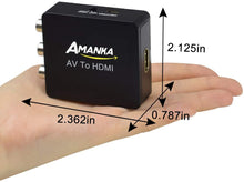 Carica l'immagine nel visualizzatore di Gallery, AMANKA Mini AV a HDMI Convertitore Adattatore,1080P Composito RCA CVBS a HDMI Convertitore con Cavo USB per TV PC PS3 Blue-Ray DVD XBOX SKY HD VHS VCR,Nero