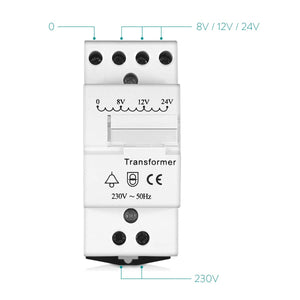 Navaris Trasformatore per campanello da 230V a 8/12/24V - guida Bianco - Ilgrandebazar