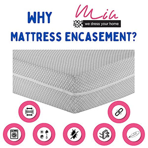 Coprimaterasso in 100% policotone, copertura totale con cerniera, per letto singolo, matrimoniale, king e super king, con cerniera, anti insetti, facile da pulire (MATRIMONIALE, GRIGIO CHIARO)