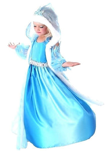 Costume Elsa Bambina Carnevale Vestito Principessa Taglia 120 - 5-6 anni, Blu - Ilgrandebazar