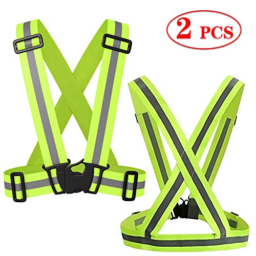 2 Pezzi Gilet di Sicurezza, SANTOO Imbragatura Riflettente Sicurezza con...