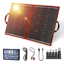 Carica l&#39;immagine nel visualizzatore di Gallery, DOKIO Kit Pannello Solare Pieghevole Portatile 100W 18V Monocristallino con uscita USB controller solare per ricarica batteria 12v