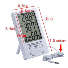 Carica l&#39;immagine nel visualizzatore di Gallery, JZK TA298 Termoigrometro Digitale con 1.5mt sonda LCD Display Bianco - Ilgrandebazar