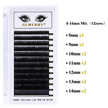 Carica l&#39;immagine nel visualizzatore di Gallery, 8-14mm Mix Ciglia One to Extension Seta mix, 0.20mm D curl