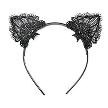 Carica l&#39;immagine nel visualizzatore di Gallery, Pizzo Gatto Orecchie Cerchietto, Ouinne Lace Partito Fascia Capelli...