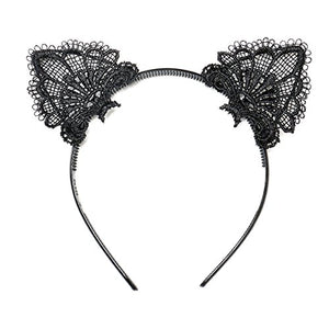 Pizzo Gatto Orecchie Cerchietto, Ouinne Lace Partito Fascia Capelli...