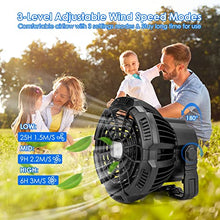 Carica l'immagine nel visualizzatore di Gallery, Oziral 7800mAh Ventilatore Campeggio USB, 3 In 1 Ricaricabile per Ventilatore da Soffitto Portatile con Telecomando Può Gancio Ventilatore da Tavolo Portatile per Emergenza Tenda da Campeggio