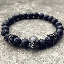 Carica l&#39;immagine nel visualizzatore di Gallery, EXINOX Bracciale Perline di Pietra lavica | Uomo | Dettagli Teschio E... - Ilgrandebazar