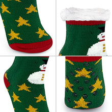Carica l&#39;immagine nel visualizzatore di Gallery, JOMIX Calzini Natale Bambini Calde Calzini Antiscivolo Natale Bambini Felpate Calze Natalizie Bambini Imbottite MB7416 (Verde Rosso, 32-35)