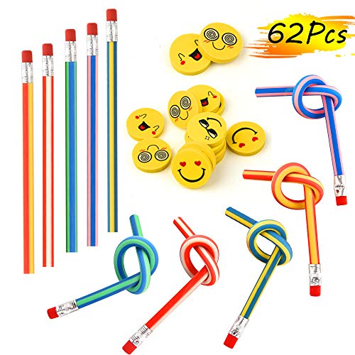 FEPITO gadget compleanno bambini 62 pezzi, matite 32 pcs erasers+