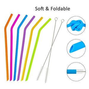 Silicone Cannucce Riutilizzabile Colorato Cannuccia Ecologico Senza BPA...