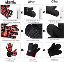 Carica l&#39;immagine nel visualizzatore di Gallery, yokamira Guanti da Forno, Certificato EN407, BBQ Rosso E Nero